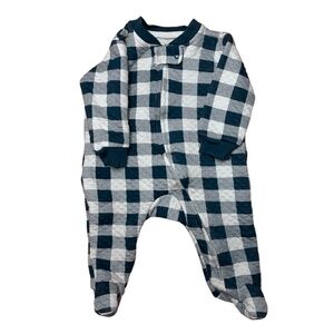 0-3 month Hudson Baby blue plaid sleeper with zipper winter newborn clothing -